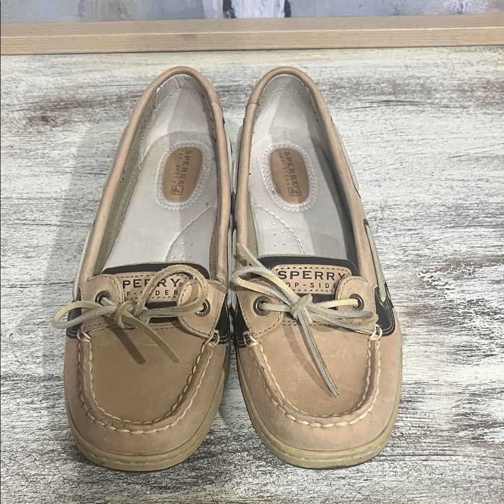 Sperry Women's Beige Loafers with Brown Accents